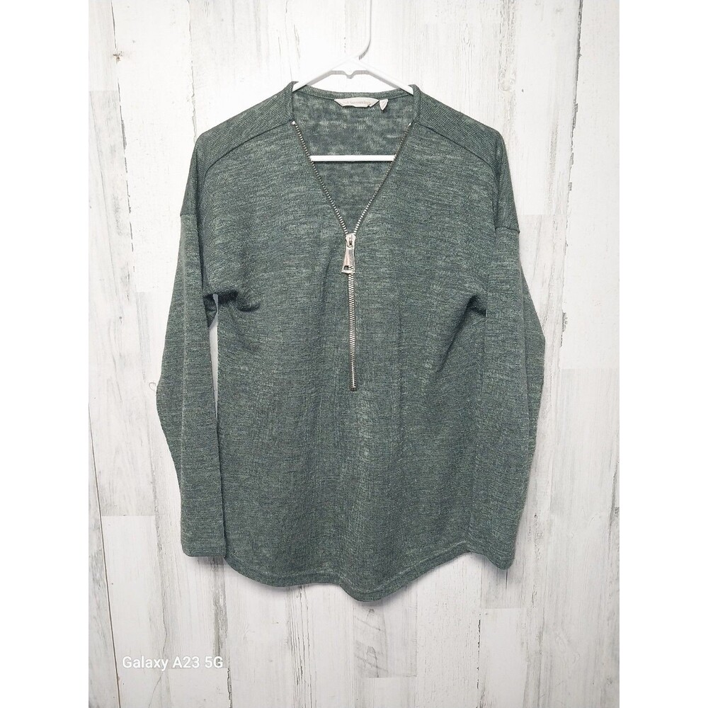 SOFT SURROUNDINGS Valentina Sweater Half Zip Oversized Zipper Green Medium